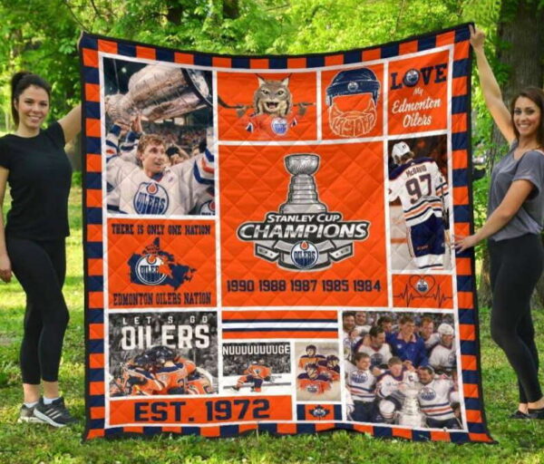 Edmonton Oilers Quilt Blanket 3