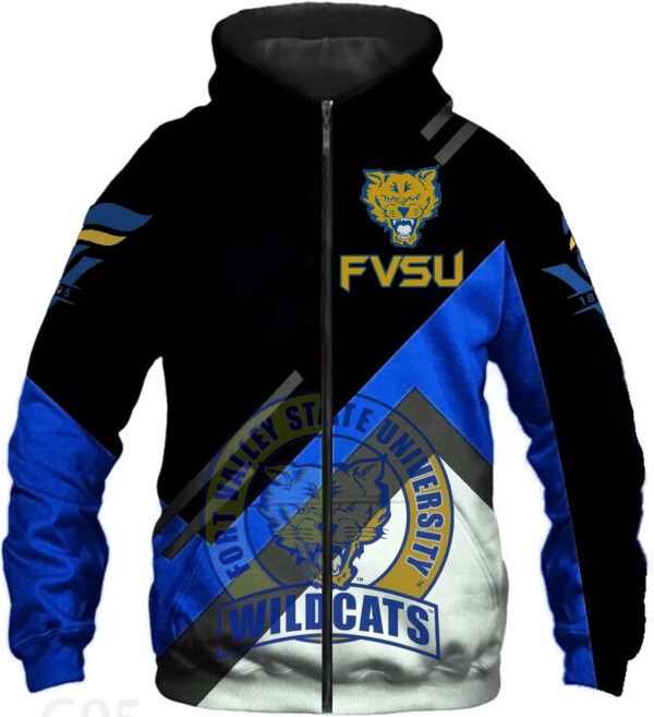 Fort Valley State University Wildcats Hoodie Zip Hoodie 3D 1