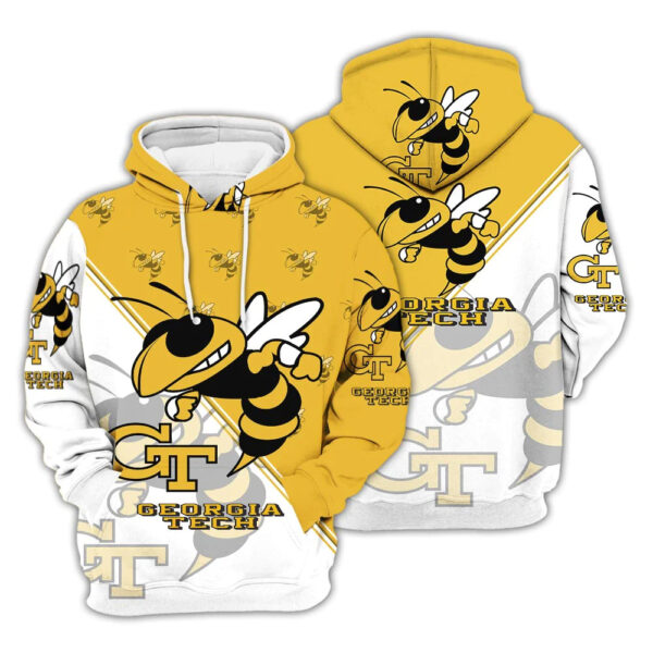 Georgia Tech Yellow Jackets Hoodie Zip Hoodie 3D 1