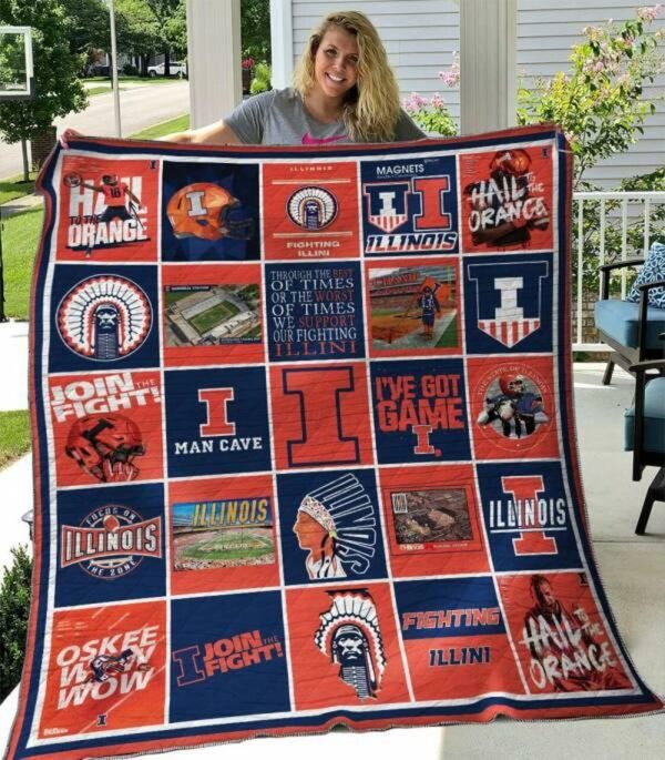 Illinois Fighting Illini Quilt Blanket 1