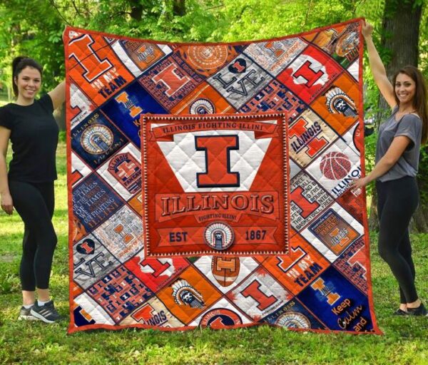 Illinois Fighting Illini Quilt Blanket