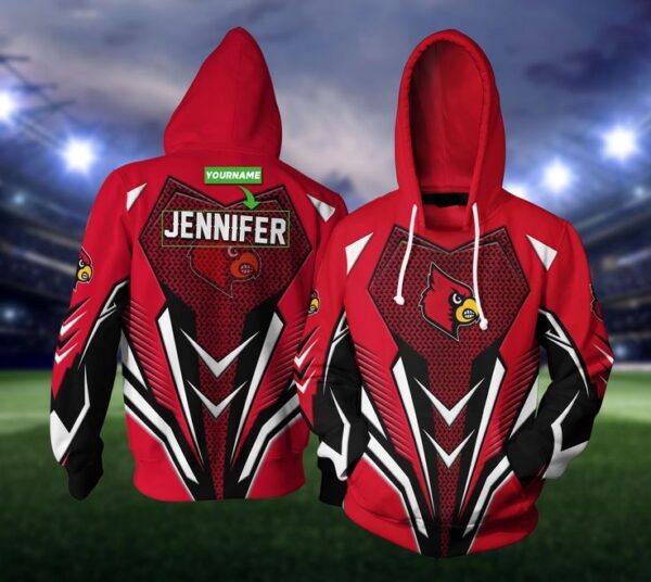 Louisville Cardinals Custom Name Hoodie Zip Hoodie 3D