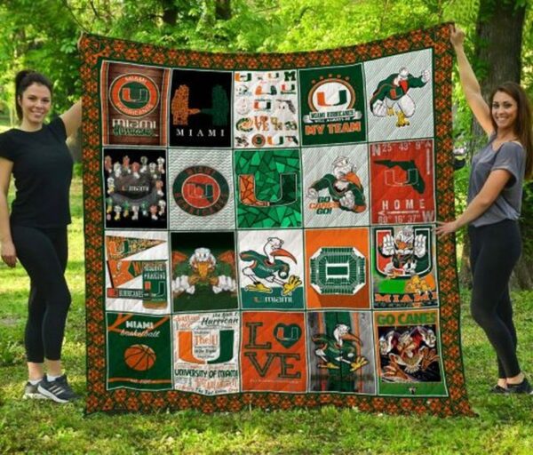 Miami Hurricanes Quilt Blanket 1