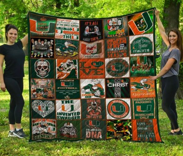 Miami Hurricanes Quilt Blanket 4