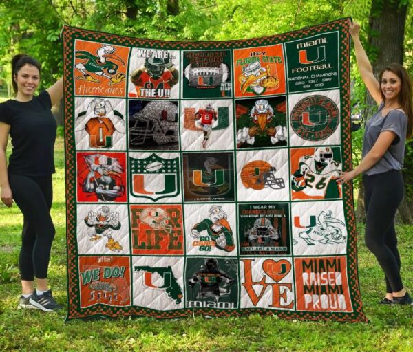 Miami Hurricanes Quilt Blanket 2