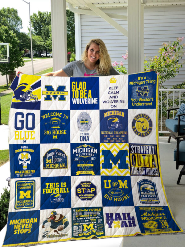 Michigan Wolverines Quilt Blanket 1