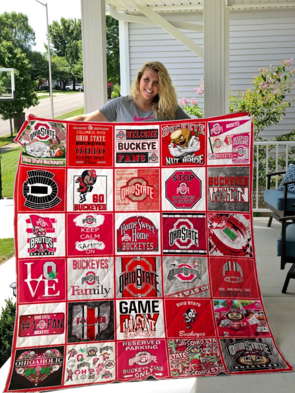 Ohio State Buckeyes Quilt Blanket V3