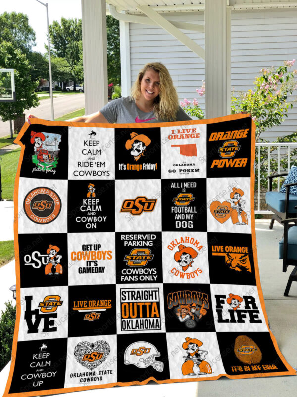 Oklahoma State Cowboys Quilt Blanket 3