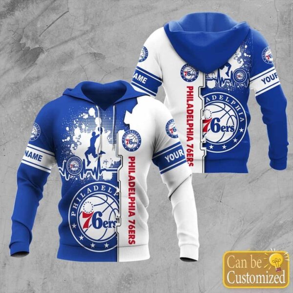 Philadelphia 76ers Hoodie Zip Hoodie 3D 2