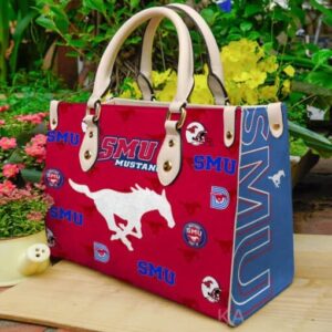 SMU Mustangs Leather Handbag 1