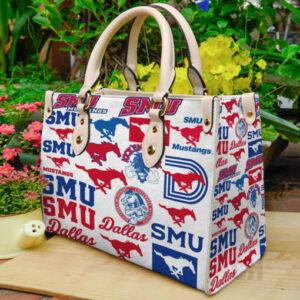 SMU Mustangs Leather Handbag