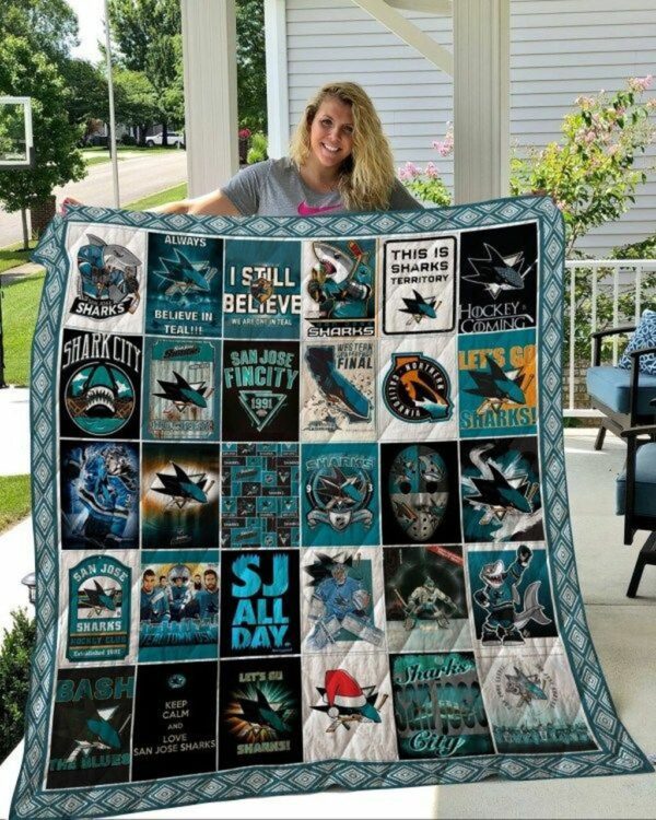 San Jose Sharks Quilt Blanket 1