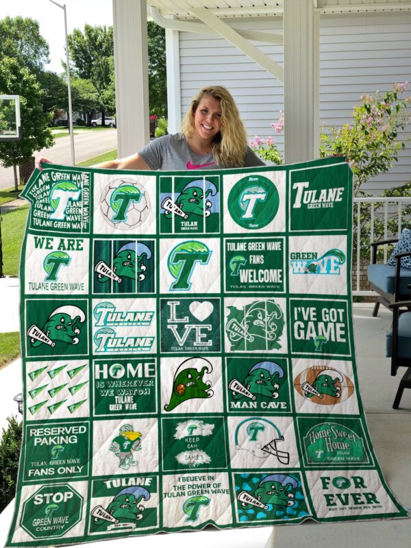 Tulane Green Wave Quilt Blanket 1