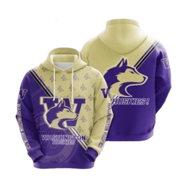 Washington Huskies Hoodie Zip Hoodie 3D 1