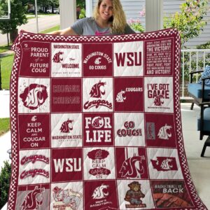 Washington State Cougars Quilt Blanket 3