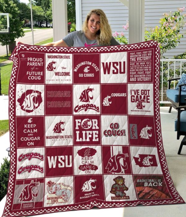 Washington State Cougars Quilt Blanket 3